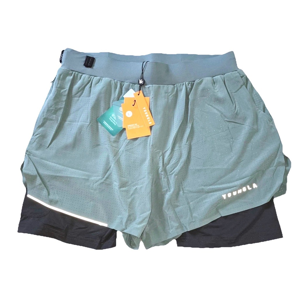YoungLA #124‎  Mens Large Sage Green Athletic Gym Compression Lined
